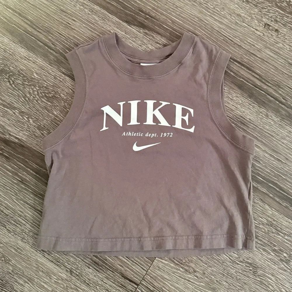 Nike Essential Retro Tank Top In Cave Stone Gray